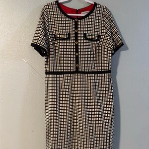 Shelby & Palmer Black and Cream Checkered Midi Dress